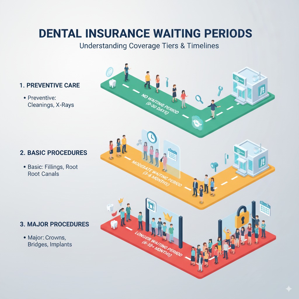 A calendar and clock representing dental insurance waiting periods